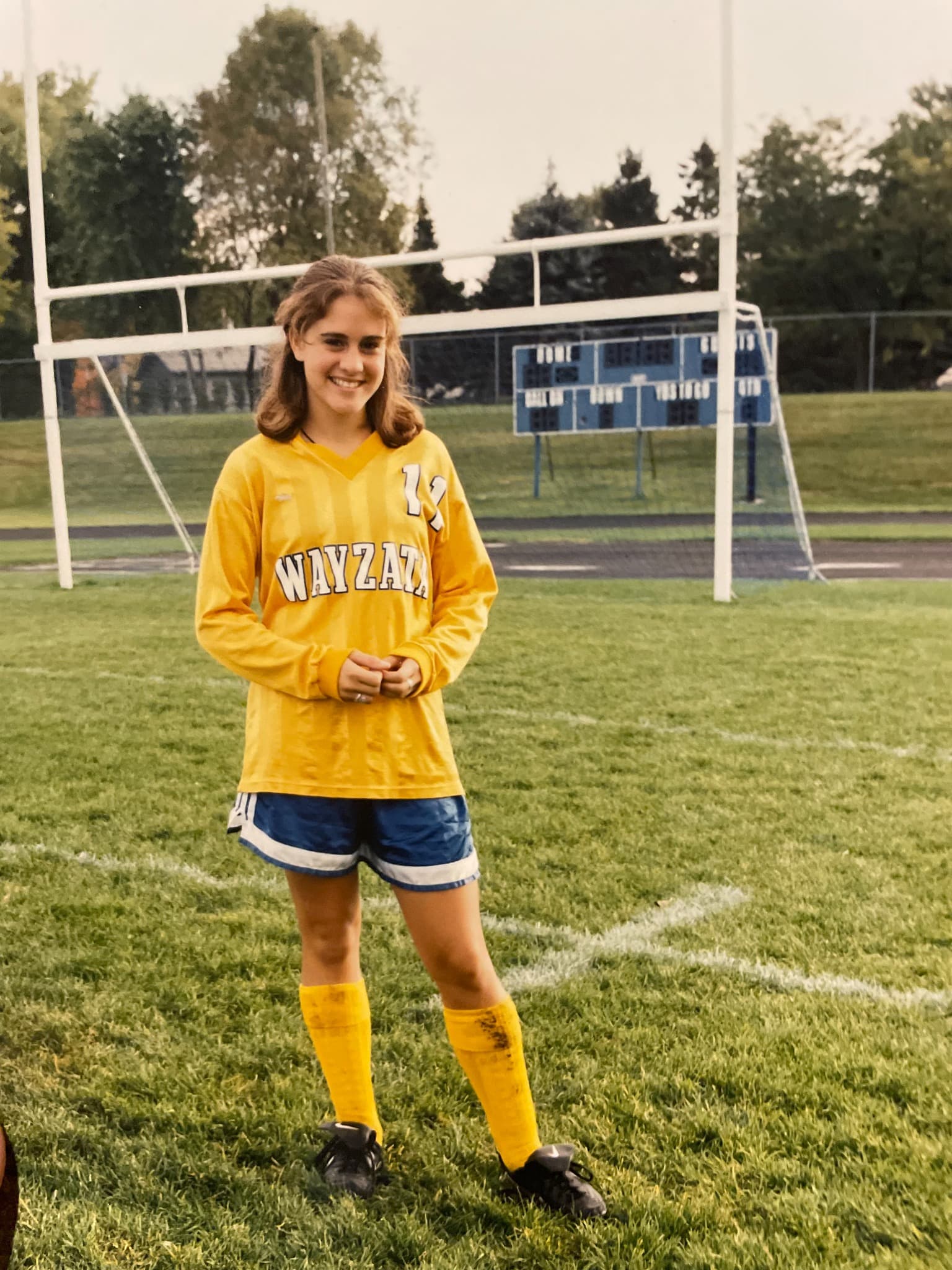 Molly in her Wayzata High School soccer uniform on the field